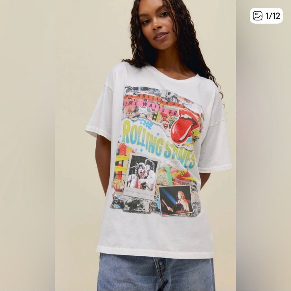 Daydreamer Rolling Stones Oversized Time Waits For No One Vintage Tee Shirt, 2X